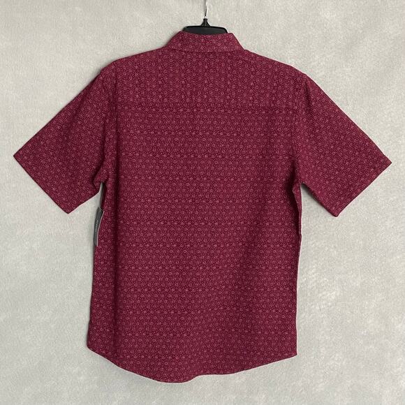 Alfani Men's Small Button-Up Casual Short Sleeve Shirt Maroon Banner Cotton NEW - Picture 6 of 12